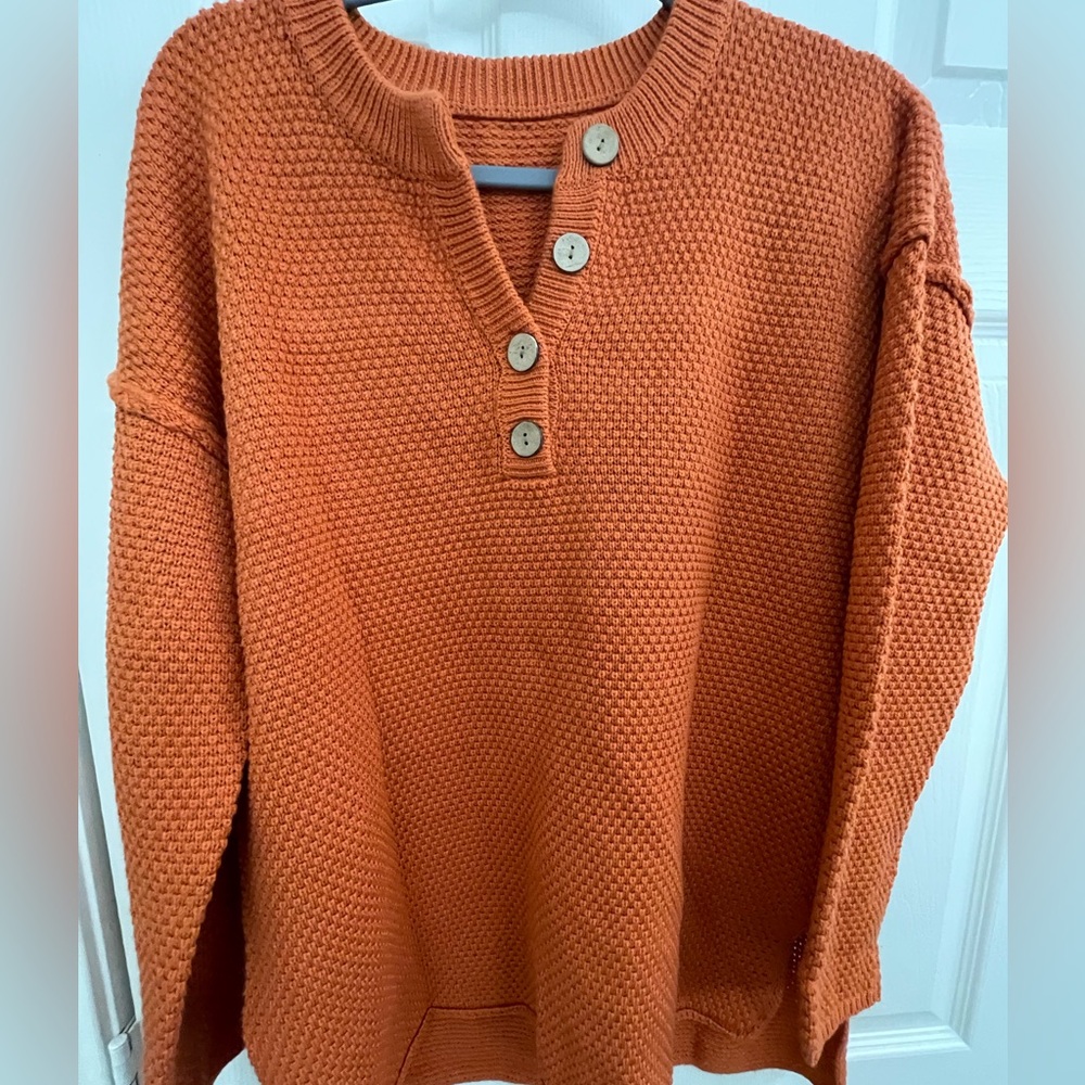 Pumpkin Quilted Button Knit Sweater
New without tags!